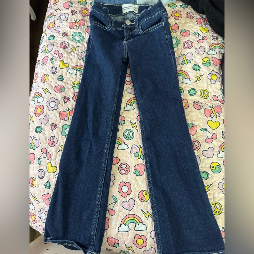 Light Blue Embroidered Bow Wide-Leg Jeans